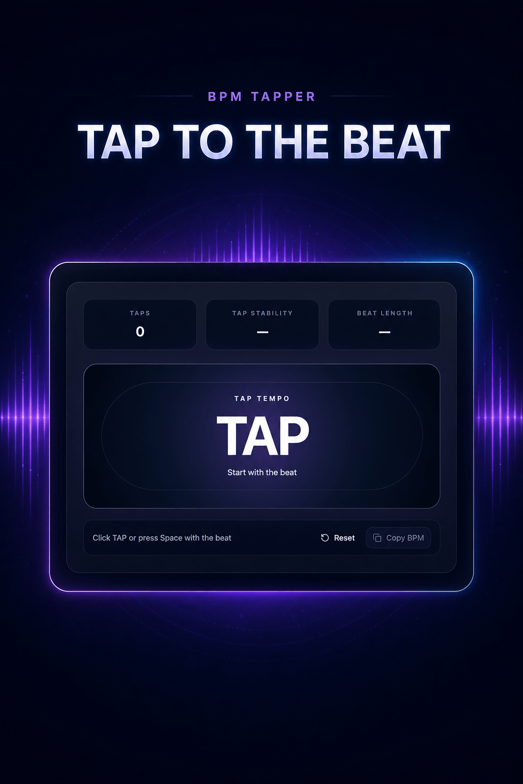 BPM Tapper initial state showing the TAP control before tempo calculation
